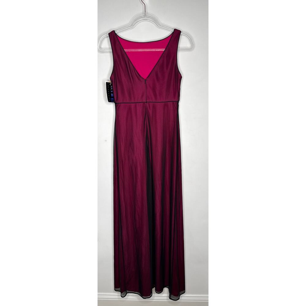 2010s Adrianna Papell Evening Burgundy Ombre Beaded Formal Gown & Shawl NWT 6 - Picture 3 of 12